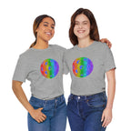 Rainbow glitter pickleball Pride T-shirt by Printify featuring bold, colorful pride-themed design on a comfortable cotton tee.
