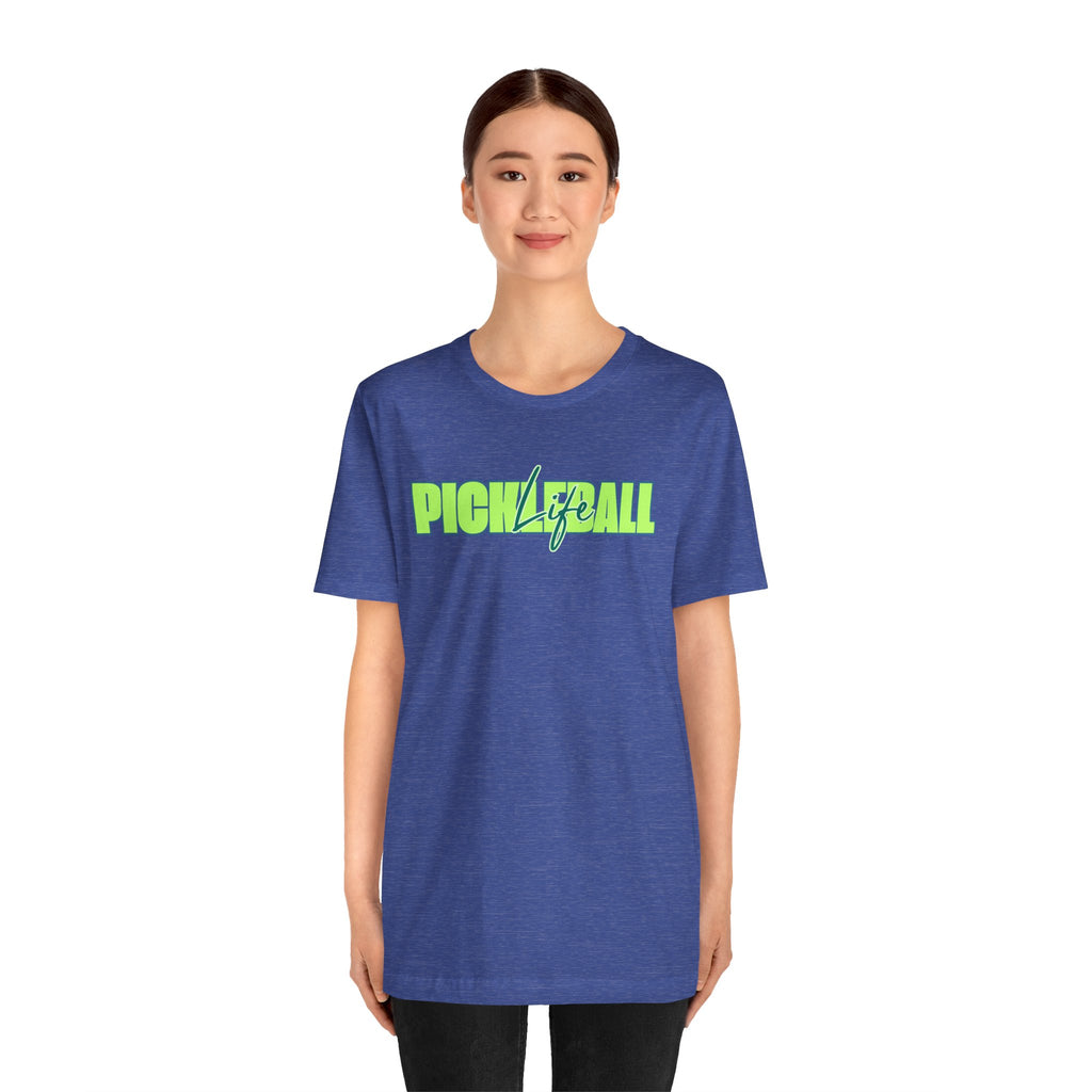 Pickleball Life Unisex T-Shirt — Bold Green & Blue Graphic Tee-PeaMac Tees
