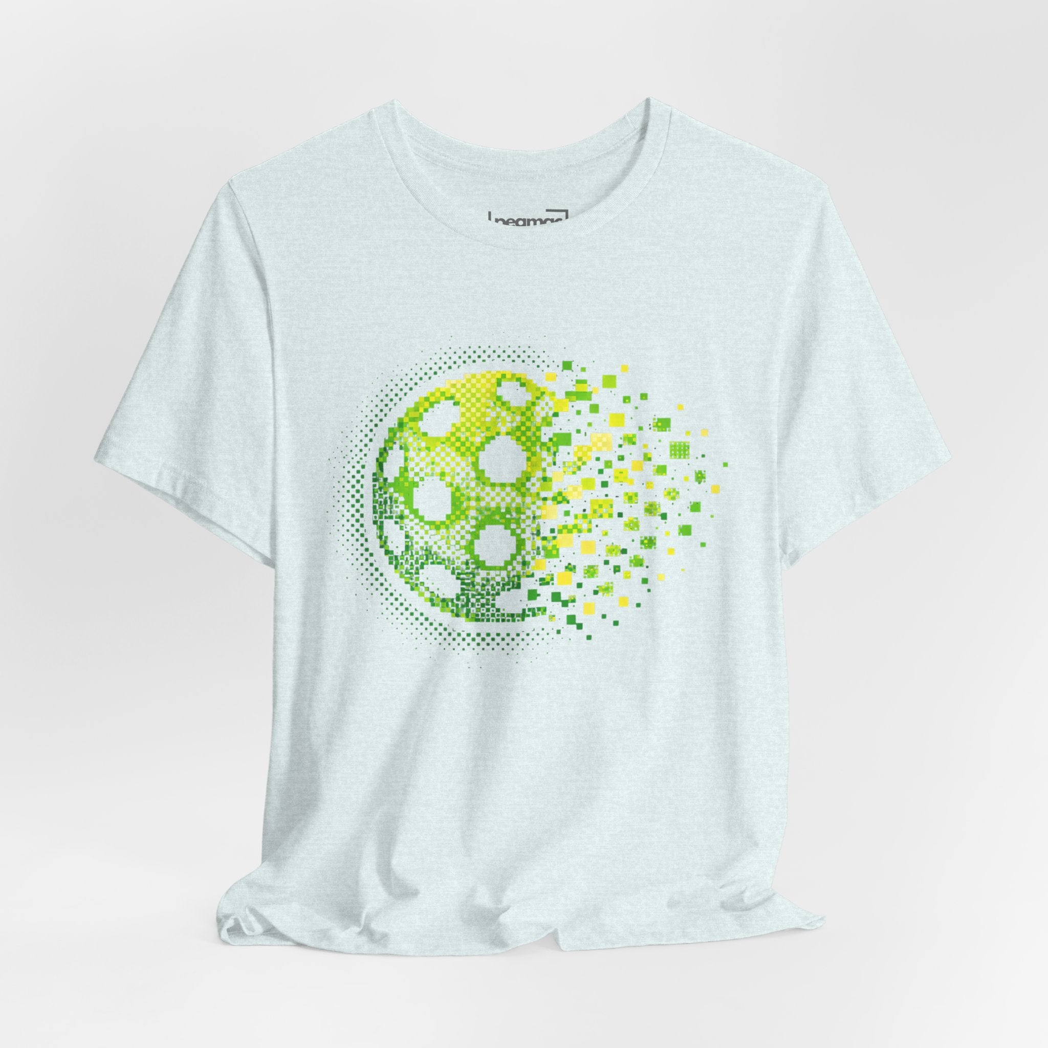 Green Matrix Burst Pickleball T-shirt with retro court graphic, casual short-sleeve tee by Printify
