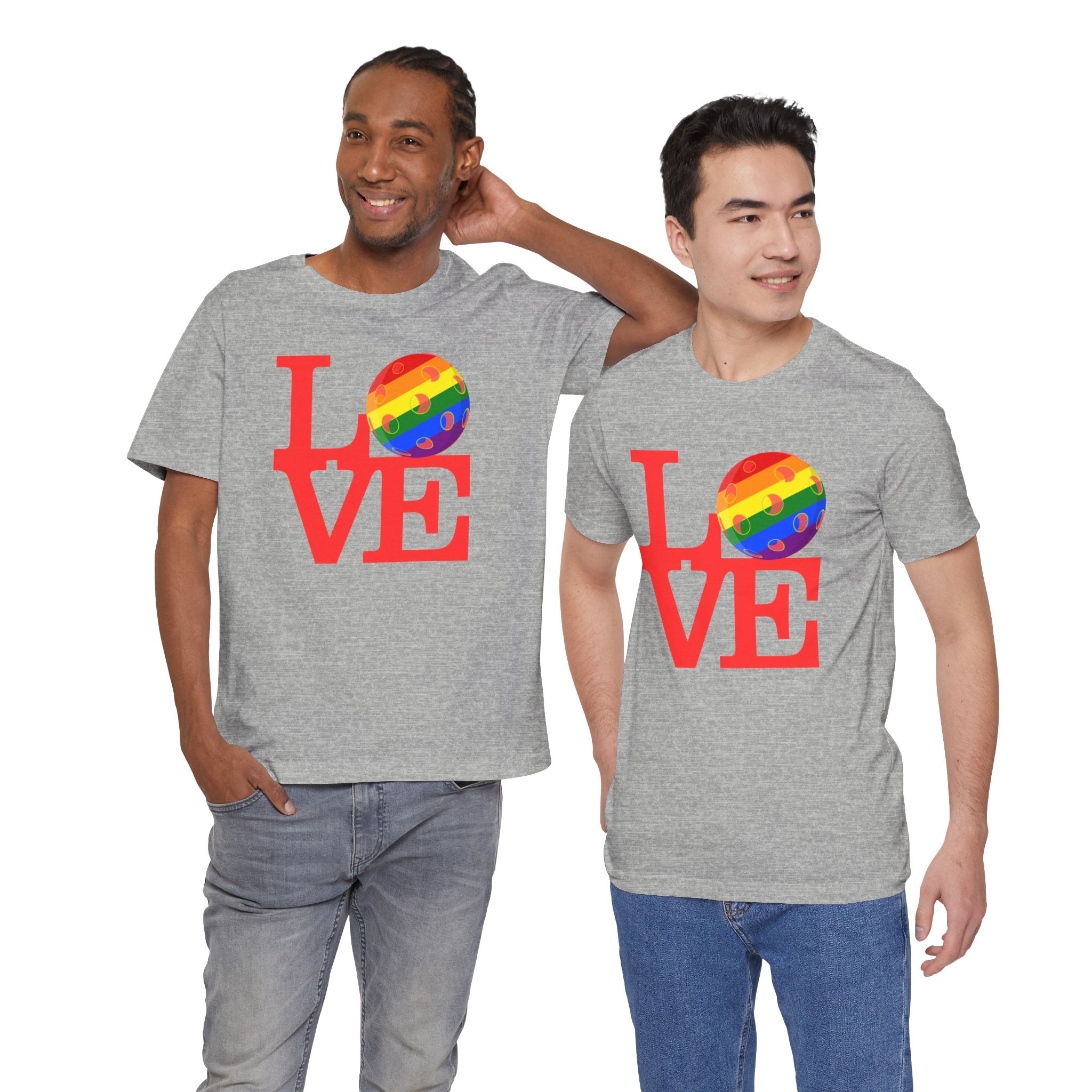 Rainbow LGBTQ2 Love Pickleball Pride T-Shirt by Printify, featuring colorful rainbow design on a comfortable cotton tee.