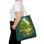 Large pickleball tote bag by Printify featuring Bainbridge Island-inspired Pacific Northwest forest court design, perfect for sports.
