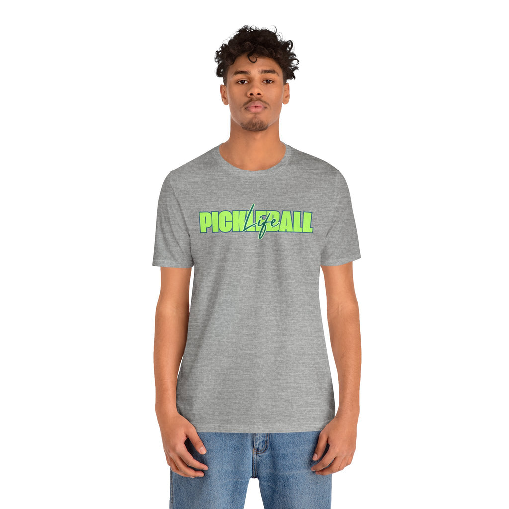 Pickleball Life Unisex T-Shirt — Bold Green & Blue Graphic Tee-PeaMac Tees