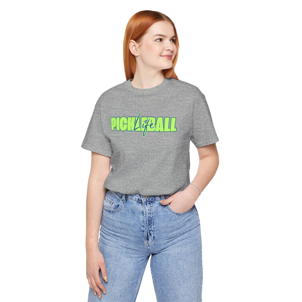 Pickleball Life Unisex T-Shirt — Bold Green & Blue Graphic Tee-PeaMac Tees