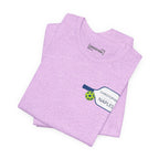 Personalized pickleball T-shirt from Printify featuring custom name and club text with paddle graphic design.