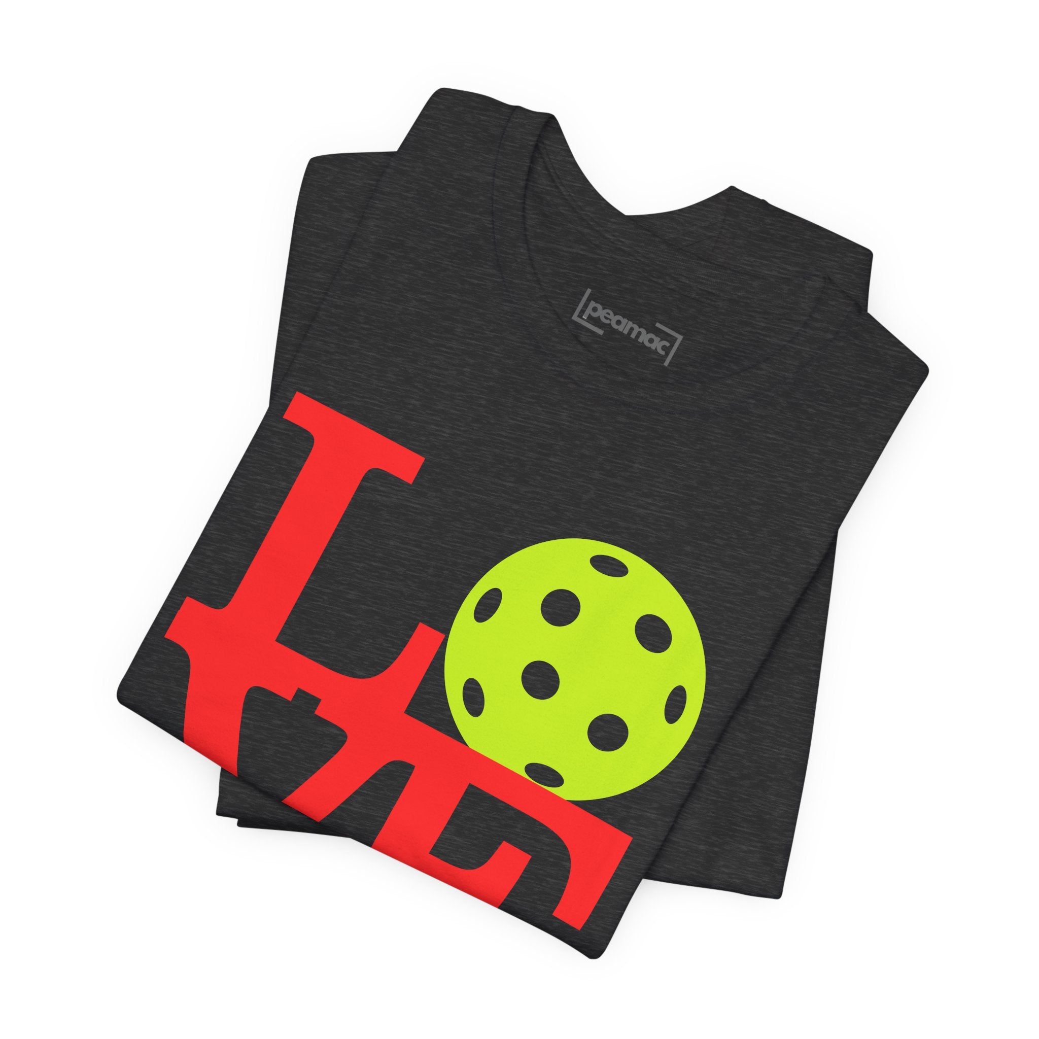 Neon pop art love pickleball T-shirt by Printify featuring vibrant design and comfortable fit, perfect for pickleball enthusiasts.