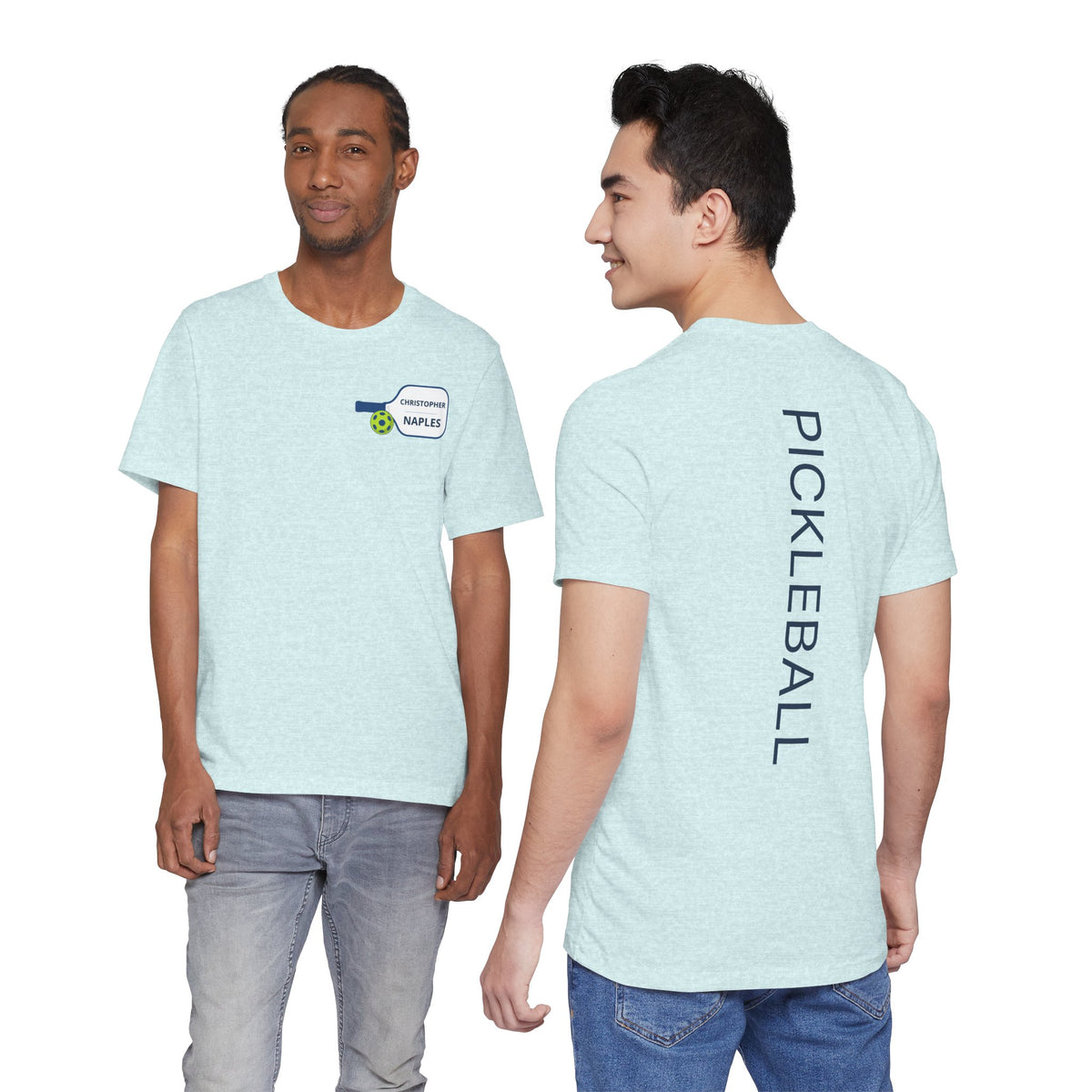 Personalized Pickleball T-Shirt | Custom Name & City Paddle Tee - Product Photo - PeaMacTees