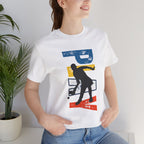 Women's retro-inspired pickleball T-shirt with vertical 'PICKLEBALL' back print, by Printify, featuring a casual, sporty design.