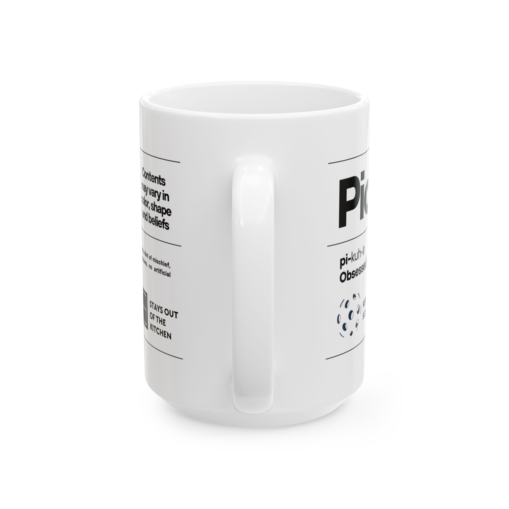 Men's Pickler Definition coffee mug by Printify, ceramic 11oz or 15oz, featuring a humorous pickleball-themed design.
