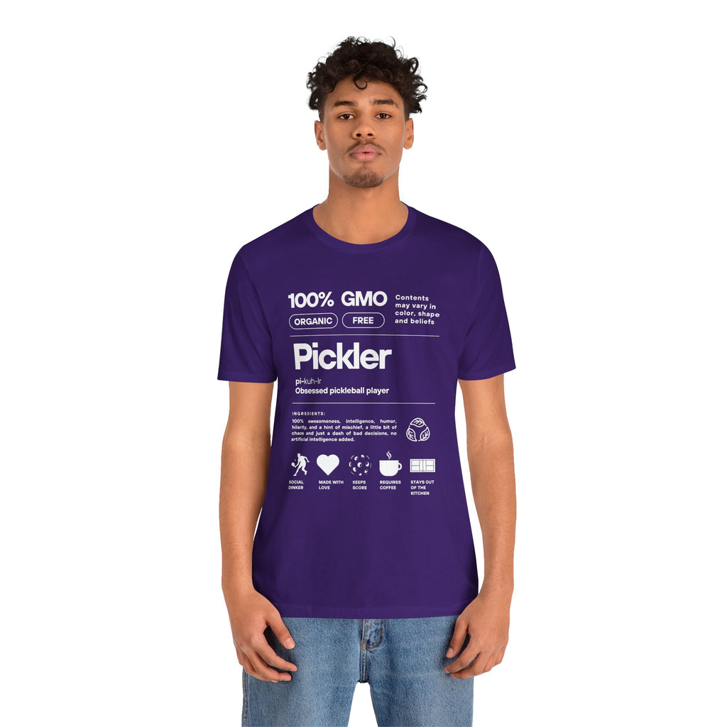 Men's Pickler Funny Definitions T-Shirt with white text, lightweight activewear, perfect for pickleball enthusiasts by Printify.