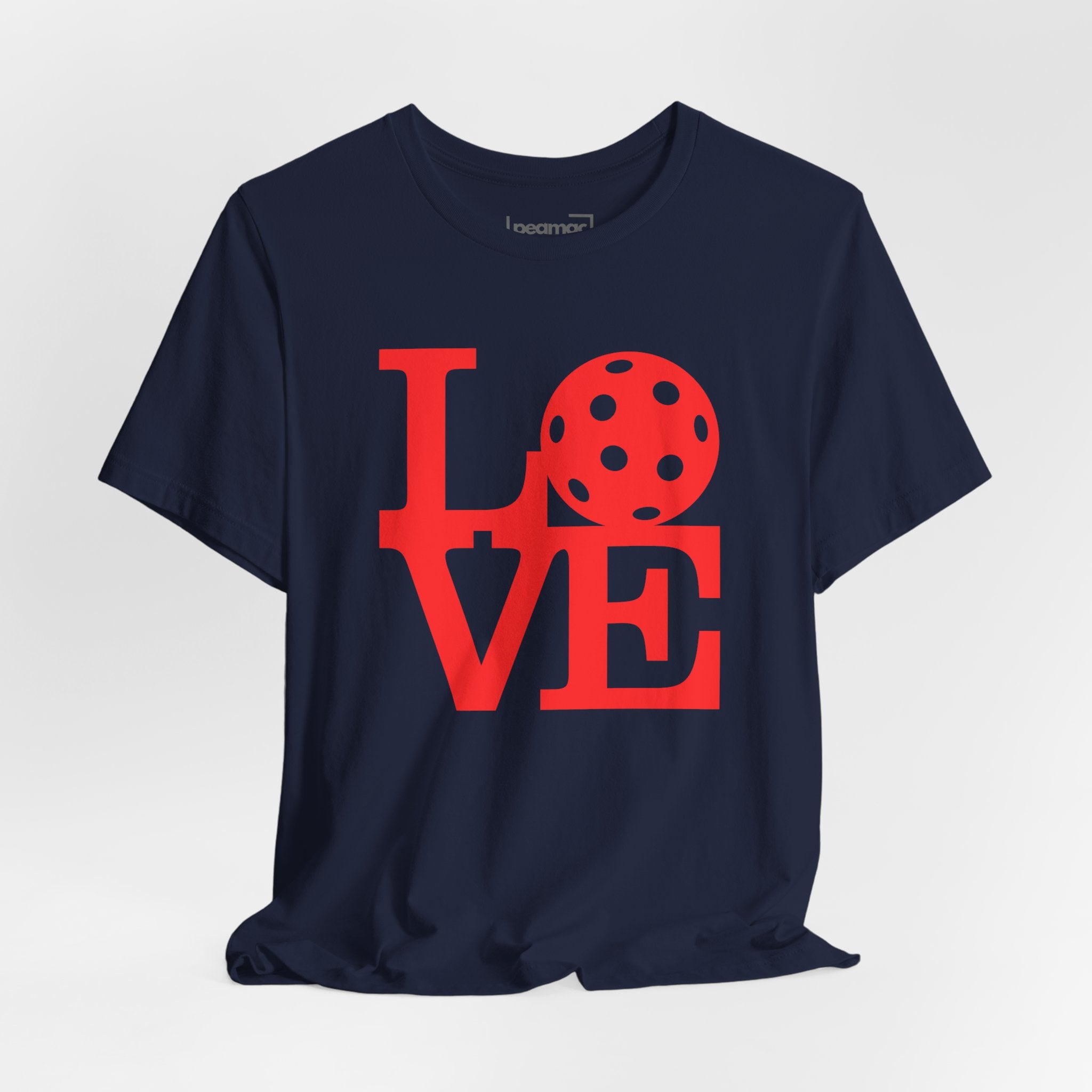 Love Pickleball graphic T-shirt in bold red pop art design, casual unisex cotton tee by Printify