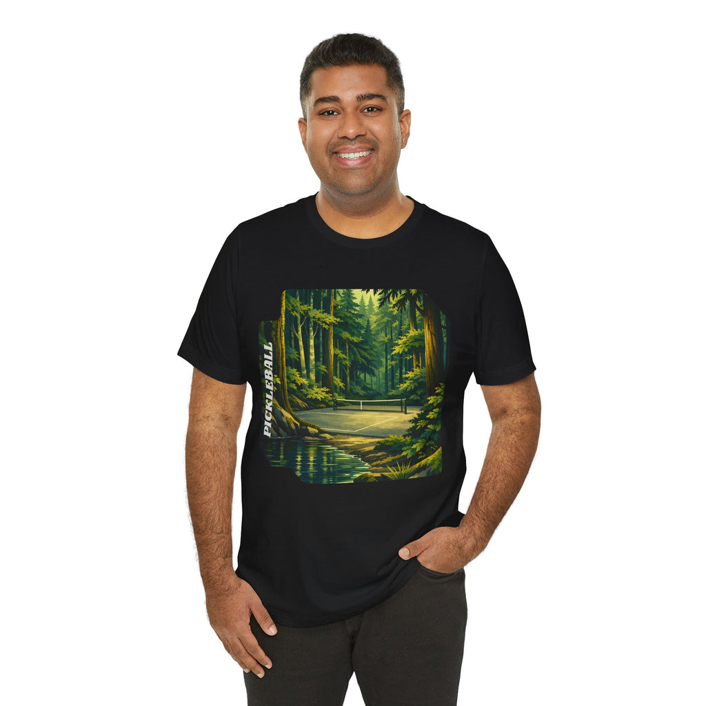 Unisex Hidden Forest Pickleball T-Shirt by Printify featuring Bainbridge Island tribute design on a comfortable cotton tee.