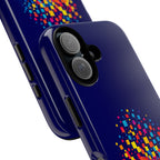 Printify Matrix Burst Pickleball phone case for iPhone, Samsung, and Google Pixel with colorful pickleball pattern.