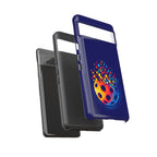 Matrix Burst Pickleball phone case by Printify for iPhone, Samsung, and Google Pixel, featuring a colorful pickleball design.