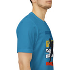 Men's Retro Pickleball Action T-shirt with dynamic front silhouette and vertical 'PICKLEBALL' text on the back.