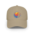 Pixelated Pickleball Cap, low profile cotton baseball hat by Printify, featuring a colorful pixelated pickleball design.