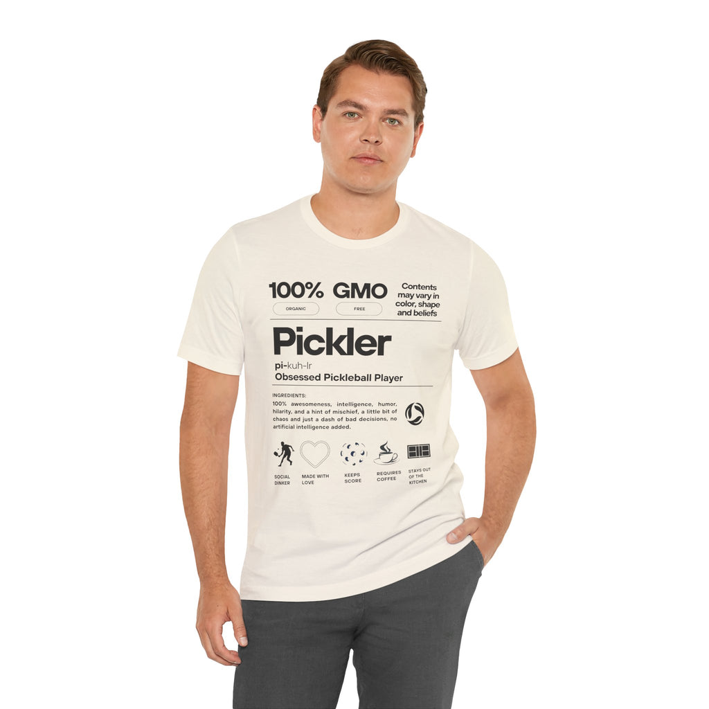 Men's Pickler Funny Definitions T-Shirt by Printify, black lightweight pickleball tee with humorous print.
