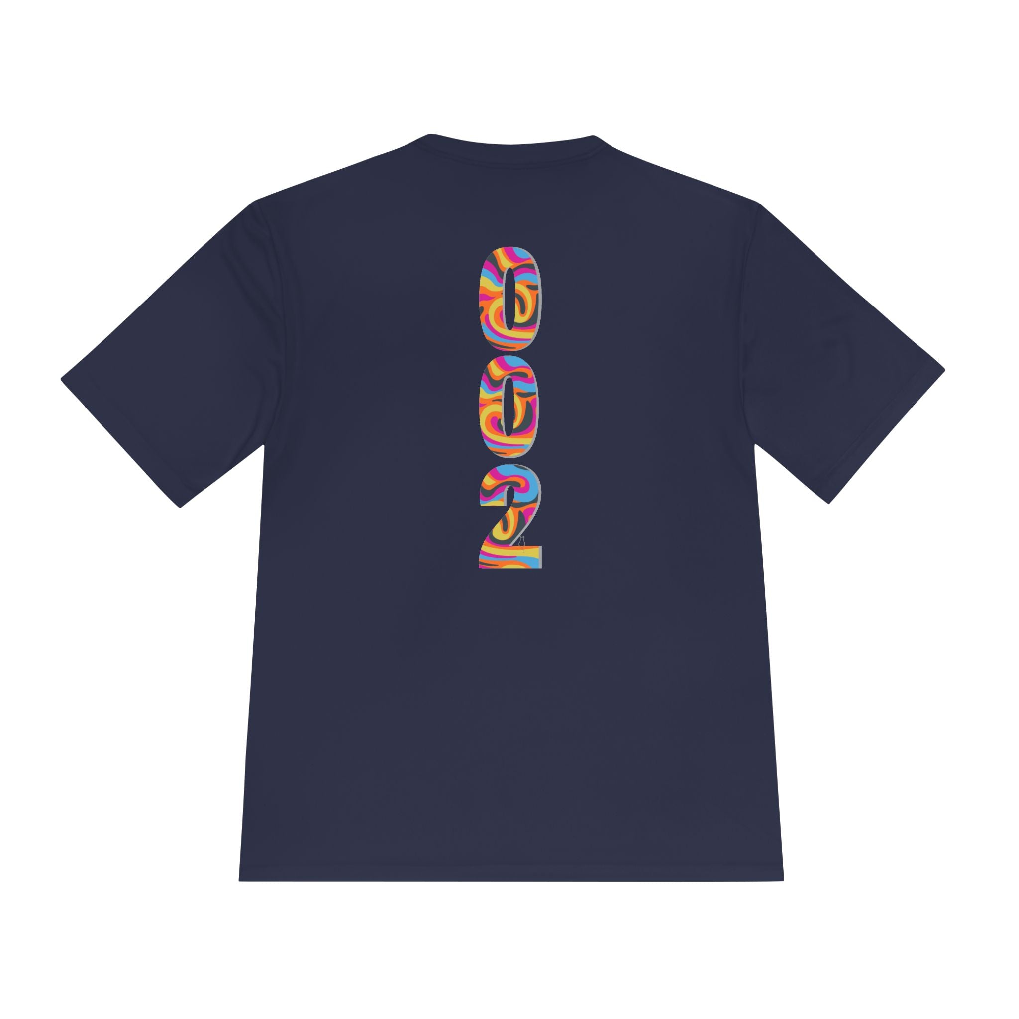 Unisex psychedelic pickleball T-shirt with vibrant, colorful print, made by Printify, displayed on a plain background.