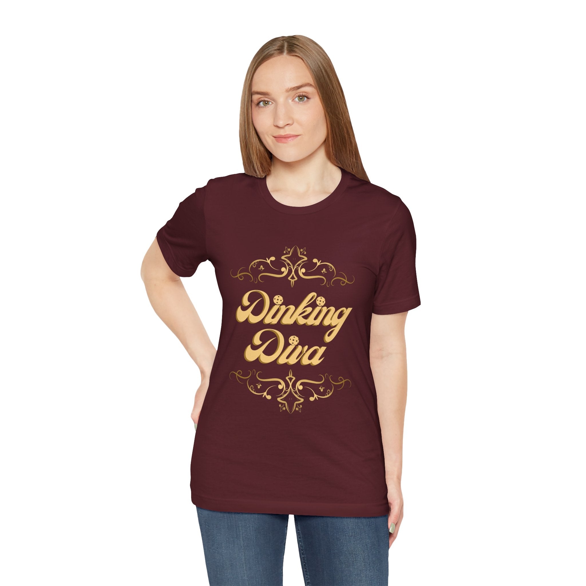 Dinking Diva Pickleball Tee | Gold Filigree Design, Elegant & Soft Sports T-shirt | 8 colors - Sizes Small to 3XL | Gift for Players