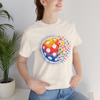 Matrix Burst Pickleball Tee, retro court graphic T-shirt by Printify featuring a vibrant pickleball court design on soft fabric.