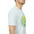 Green Matrix Burst Pickleball T-shirt with retro court graphic, casual short-sleeve tee by Printify.