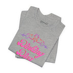 Pink Dinking Diva pickleball T-shirt by Printify featuring a stylish filigree design on athletic fabric.