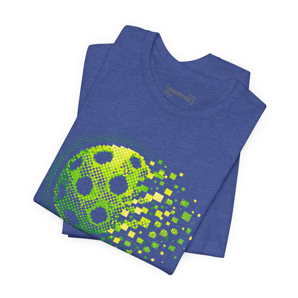 Green Matrix Burst Pickleball T-shirt with retro court graphic, comfortable cotton fabric, designed by Printify.