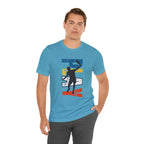 Men's Retro Pickleball Action Tee with front silhouette and vertical 'PICKLEBALL' text on the back, featuring a stylish graphic T-shirt.
