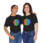 Rainbow glitter pickleball Pride T-shirt by Printify featuring bold "Loud and Proud" text and colorful rainbow design.