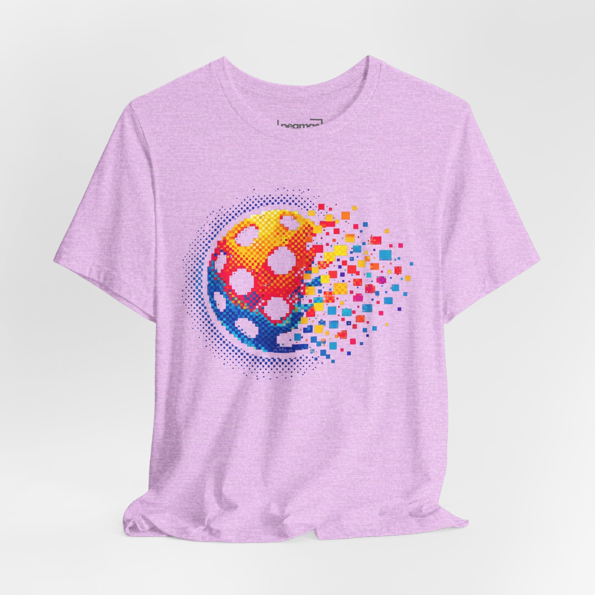 Matrix Burst Pickleball Tee by Printify, retro court graphic T-shirt featuring vibrant pickleball court design on soft fabric.