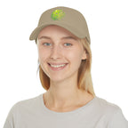Neon green Matrix Burst pickleball cap by Printify, low profile cotton baseball hat with curved brim and adjustable strap.