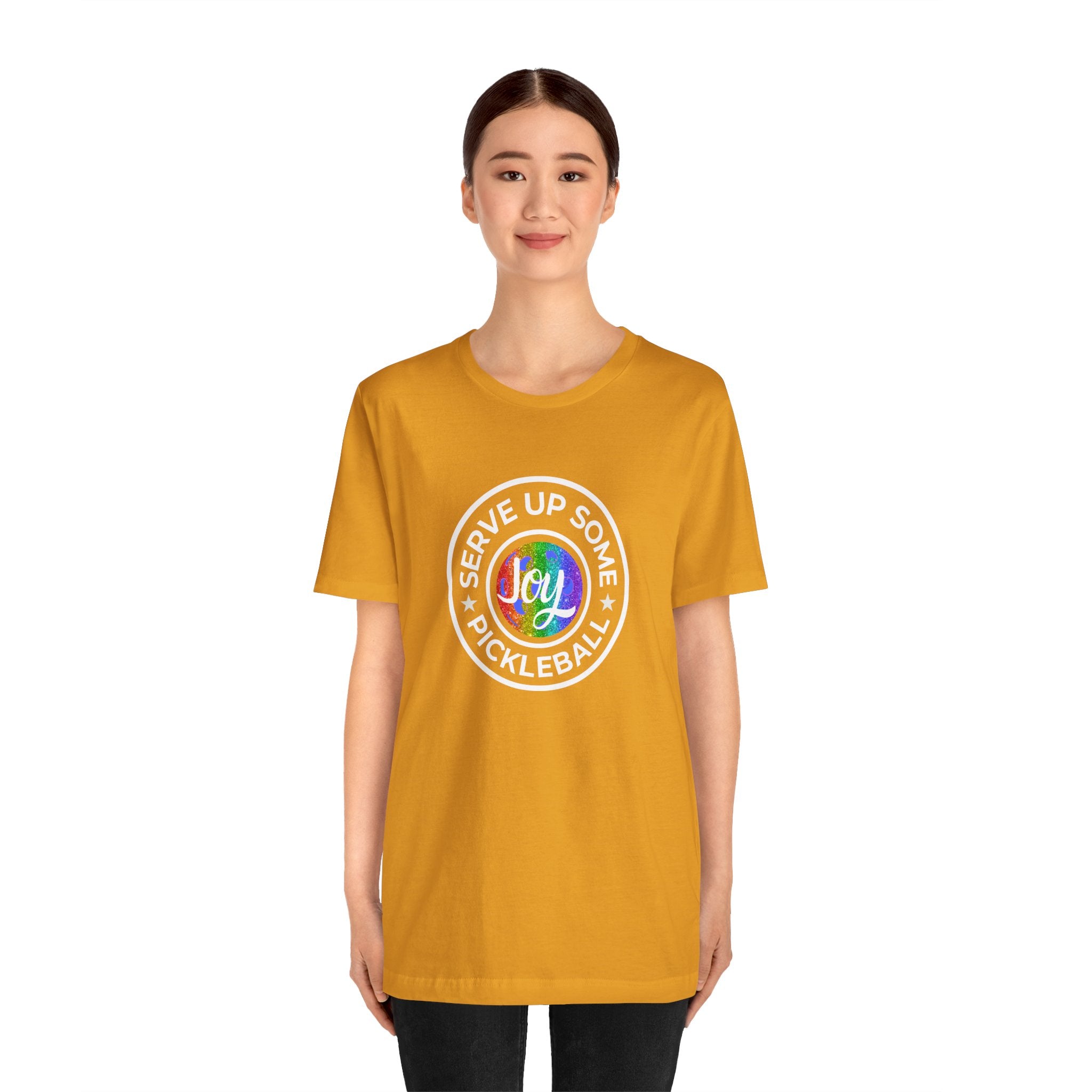 LGBTQ2 pride pickleball T-shirt by Printify featuring colorful rainbow design and playful text on a comfortable cotton tee.