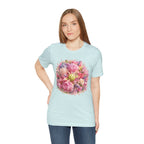 Peony Pickleball Tee, unisex premium cotton T-shirt with peony graphic, comfortable and stylish for pickleball enthusiasts.
