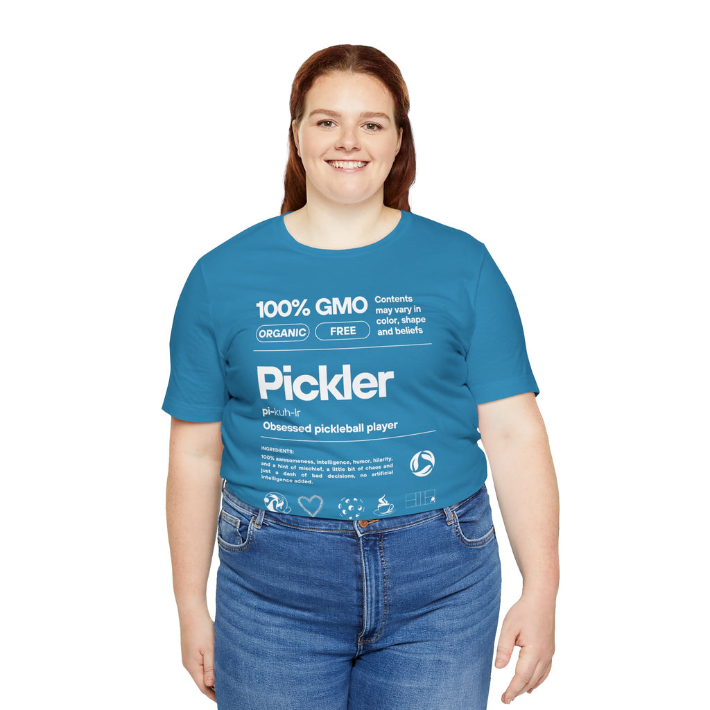 Women's Pickler Funny Definitions T-Shirt by Printify featuring white text, lightweight activewear perfect for pickleball fans.