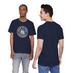 LGBTQ2 pride pickleball T-shirt by Printify featuring colorful rainbow design and joyful message on a comfortable cotton tee.