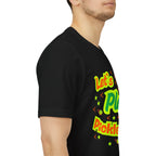 Neon orange and electric green pickleball rally T-shirt with court graphic by Printify, casual athletic wear for sports enthusiasts.