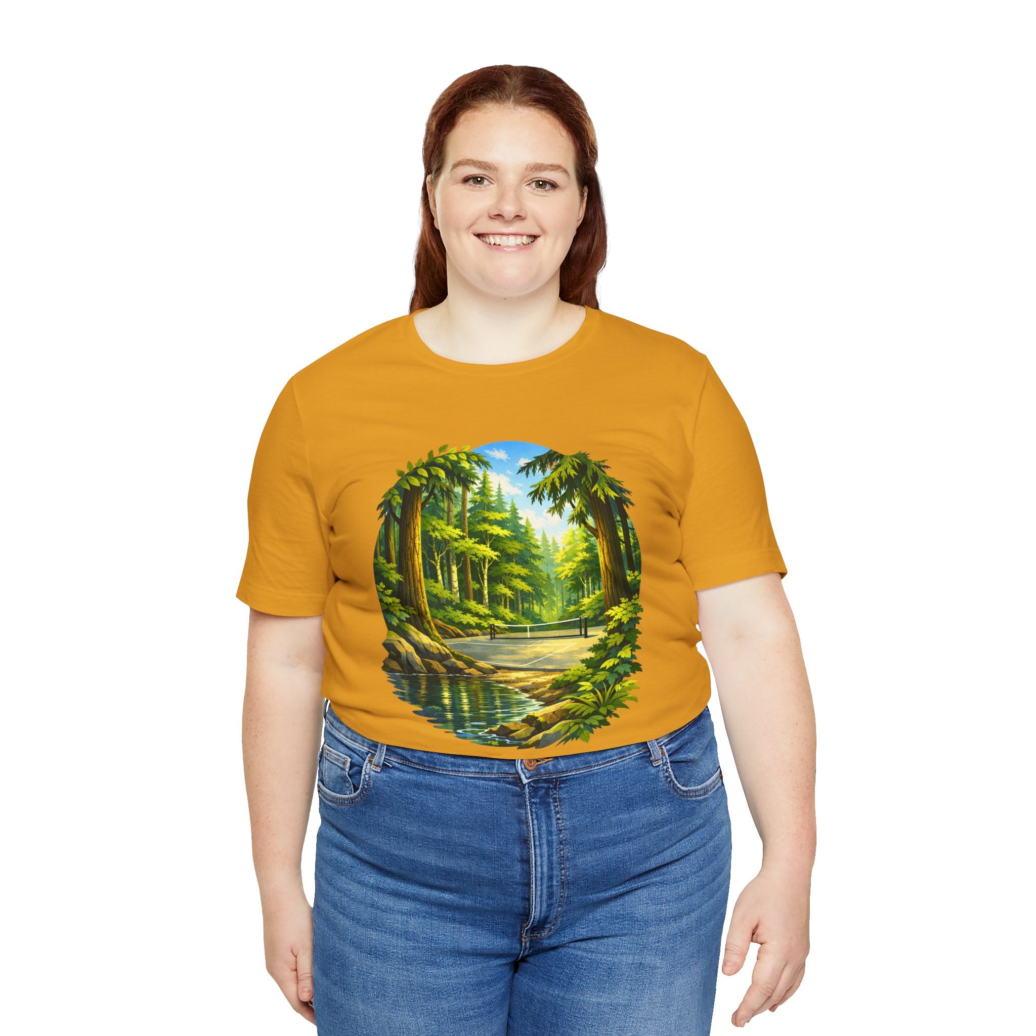 Hidden Forest Pickleball T-Shirt, Bainbridge Island tribute, unisex tee with nature-inspired design, printed by Printify.
