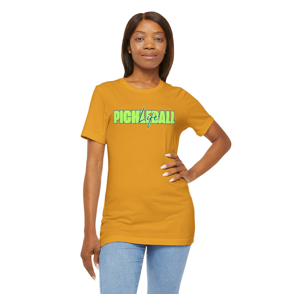 Pickleball Life Unisex T-Shirt — Bold Green & Blue Graphic Tee-PeaMac Tees