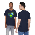 White Pickleball T-Shirt with "My Heart Belongs to Pickleball" slogan, casual fit, for players and fans, by Printify.