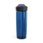 Printify Matrix Burst Pickleball CamelBak Eddy 20oz neon green water bottle with sports cap on a white background.