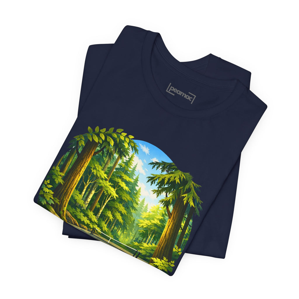 Unisex Hidden Forest Pickleball T-Shirt with Bainbridge Island tribute design by Printify, shown on a plain background.