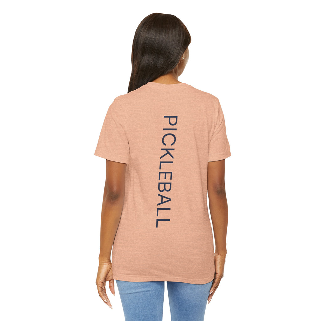 Personalized pickleball T-shirt with custom name and club logo graphic, designed by Printify for athletic and casual wear.
