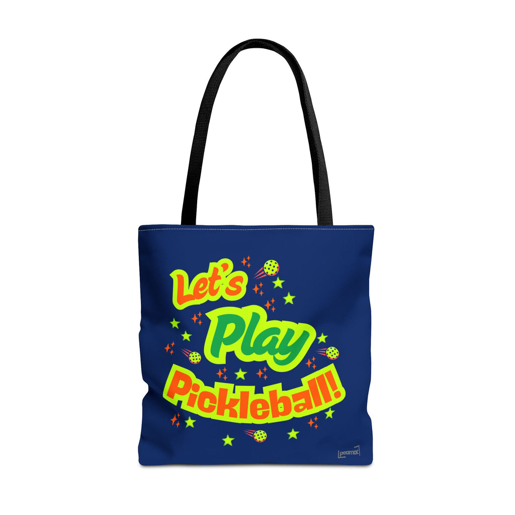 Let's Play Pickleball Tote Bag - Large Navy Shoulder Bag