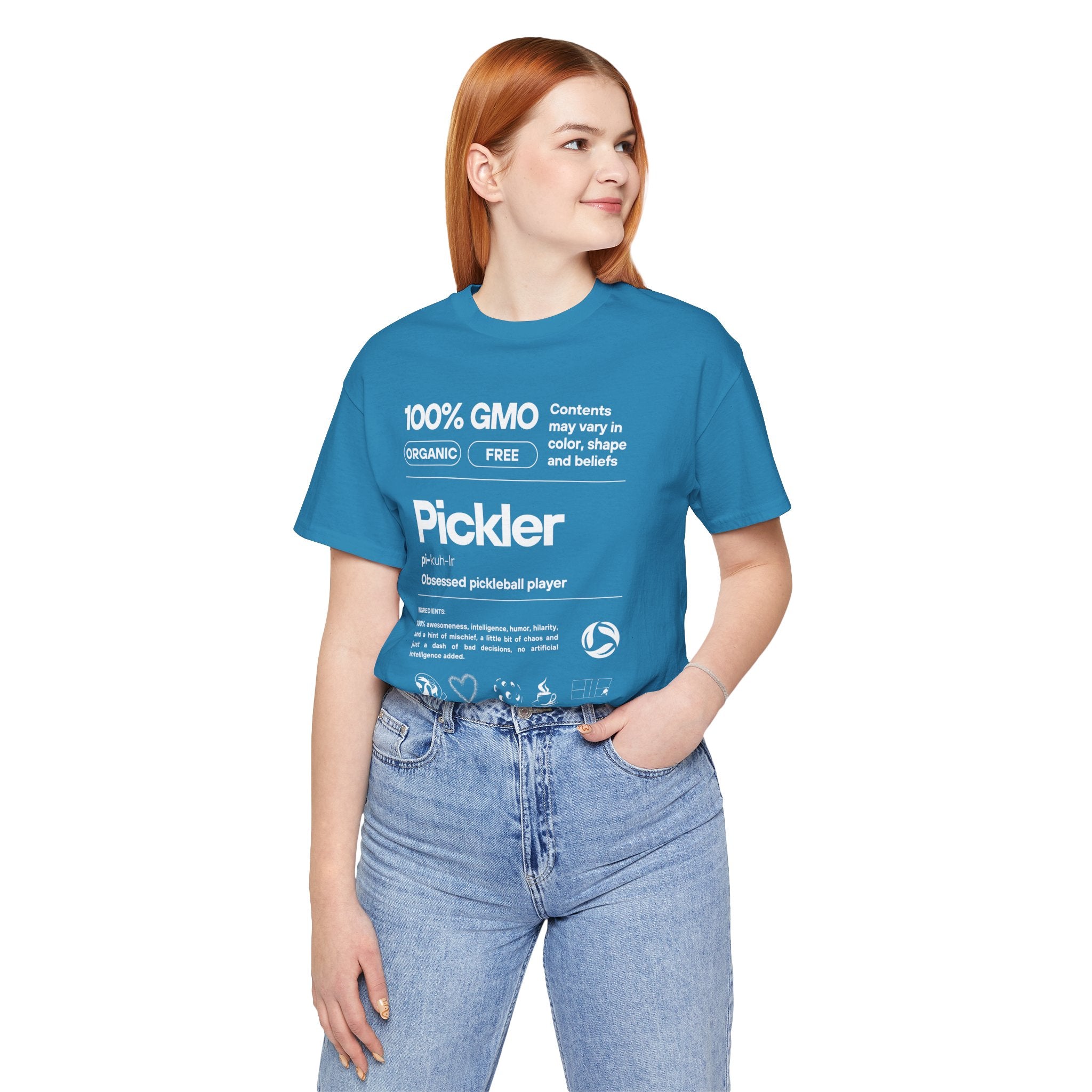 Women's Pickler Funny Definitions T-Shirt with white text, lightweight activewear, perfect for pickleball enthusiasts by Printify.