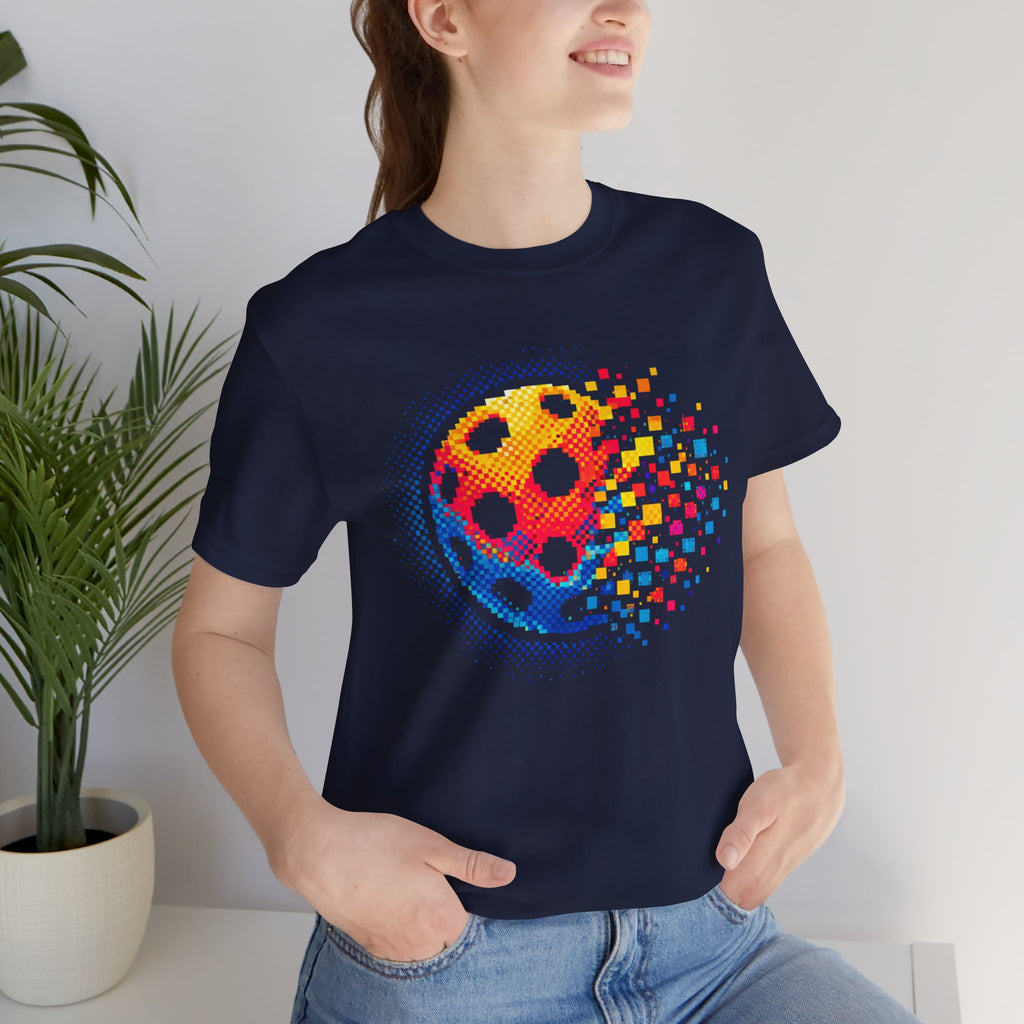 Matrix Burst Pickleball Tee by Printify featuring a retro court graphic on a casual T-shirt, ideal for pickleball enthusiasts.