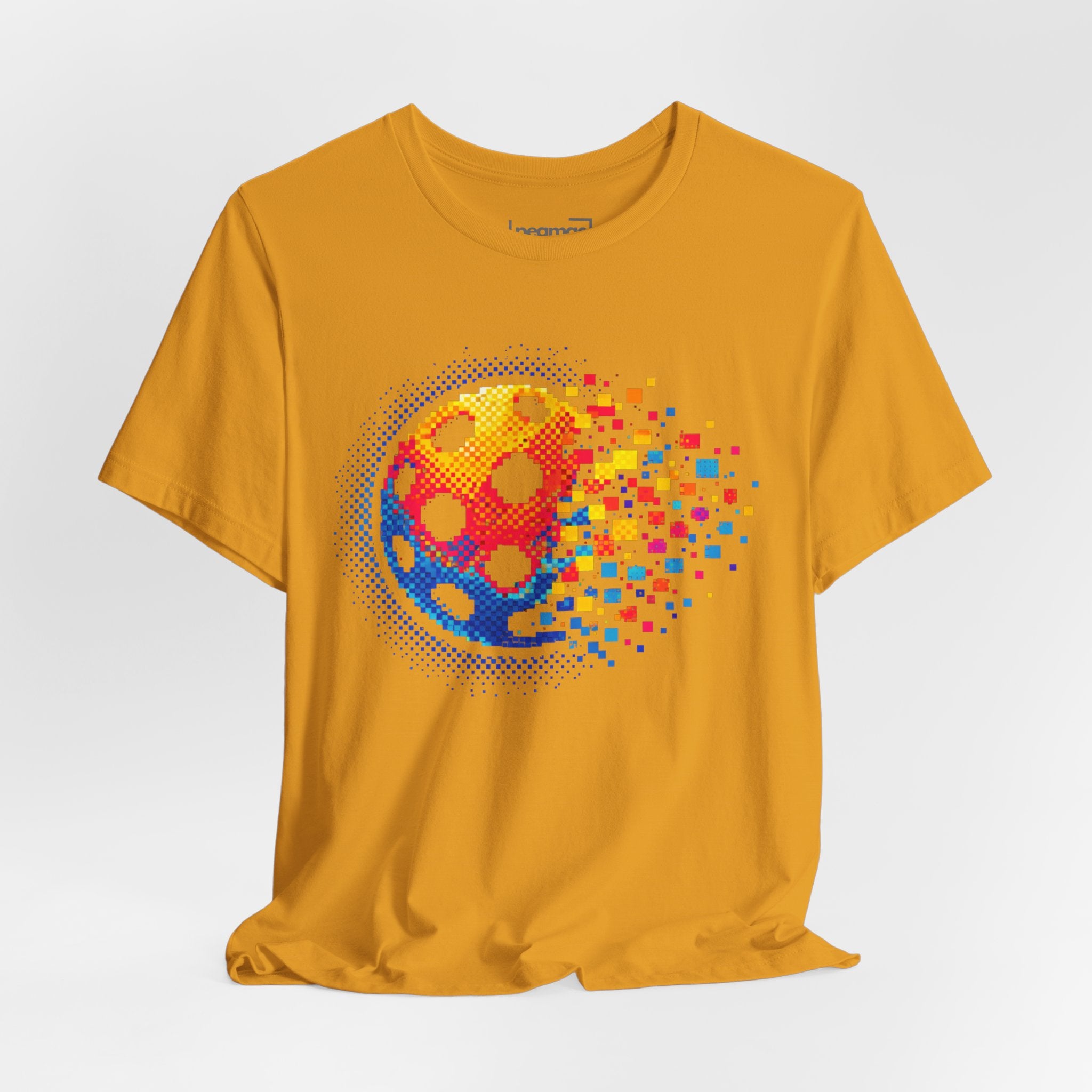 Matrix Burst Pickleball Tee with retro court graphic, lightweight cotton T-shirt by Printify, featuring vibrant pickleball design.