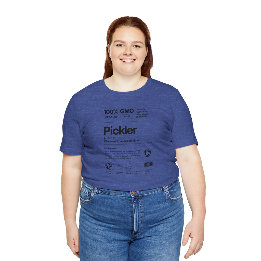 Women's Pickler Funny Definitions T-Shirt with black text, lightweight activewear, perfect for pickleball enthusiasts.