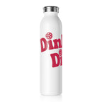 20oz stainless steel Dinking Diva pickleball hydration bottle mug by Printify with a sleek design, perfect for sports and active use.