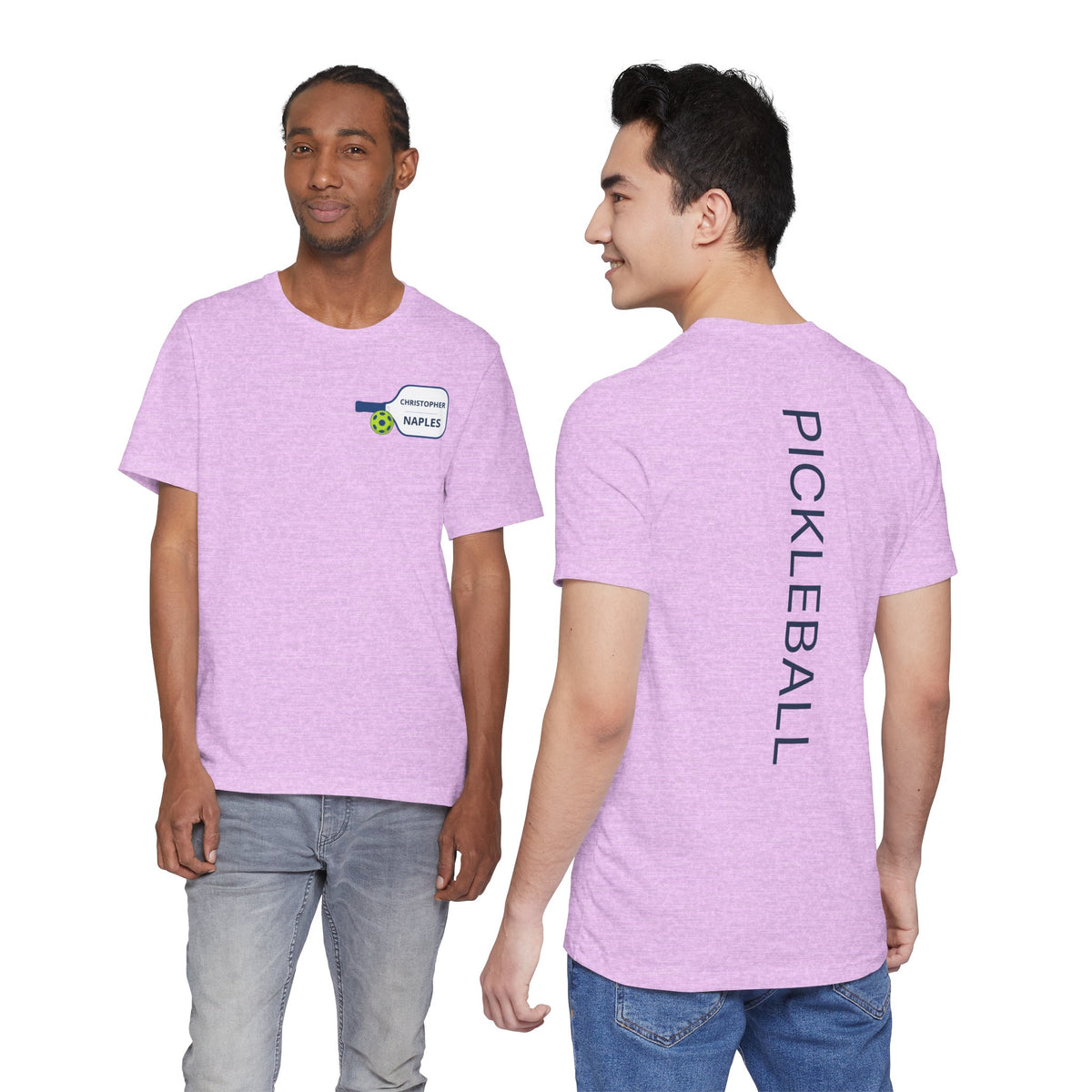 Personalized Pickleball T-Shirt | Custom Name & City Paddle Tee - Product Photo - PeaMacTees