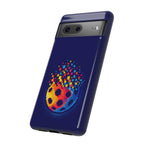 Matrix Burst Pickleball phone case by Printify, compatible with iPhone, Samsung, and Google Pixel, featuring colorful pickleball design.
