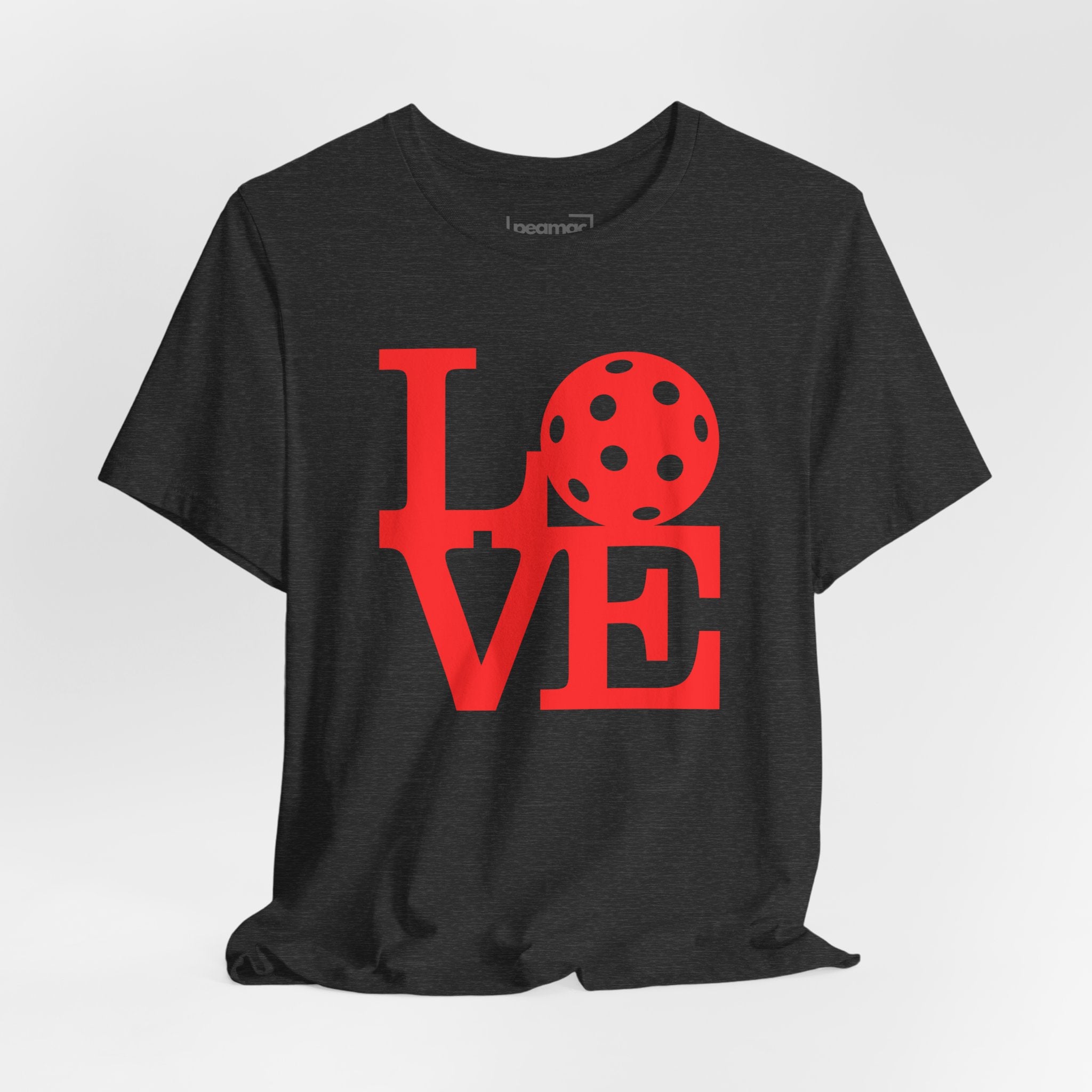 Red pop art pickleball graphic T-shirt by Printify featuring bold, vibrant design on a casual cotton tee.
